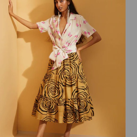 Anthropologie Tracy Reese Swirl Tiered Skirt Size XS - Picture 2 of 6